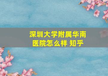 深圳大学附属华南医院怎么样 知乎